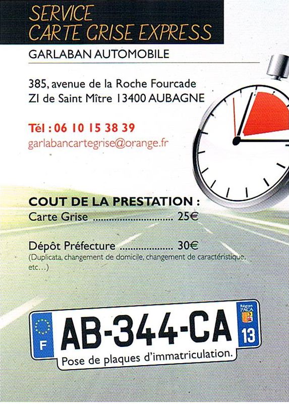PRESTATION CARTE GRISE AUBAGNE GARLABAN AUTOMOBILE